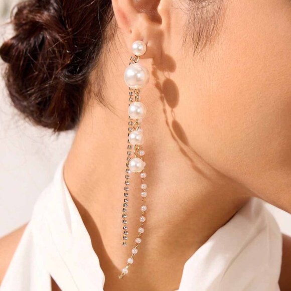 New! Belle Gold Pearl Drop Earrings (3038) NWOT - Picture 3 of 3